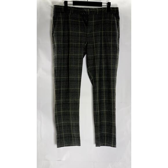 RIVER ISLAND Men's Gray-Blue Plaid Flat Front Short Dress Pant SZ 30S - Picture 1 of 8